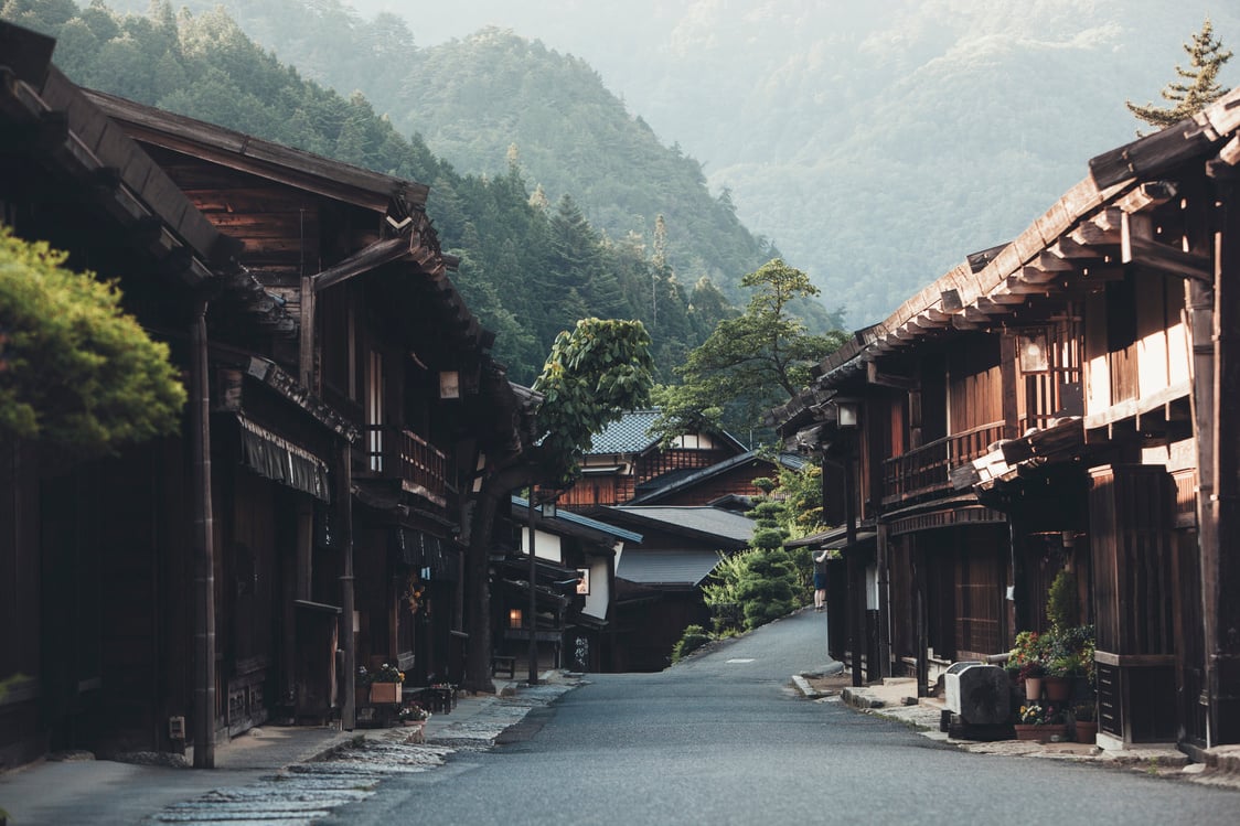 Japanese Village with Ryokan houses